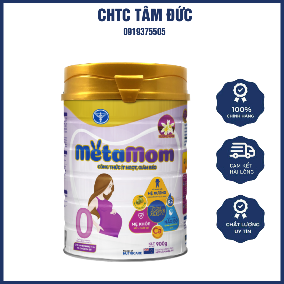 Lon sua 900g metamom nutricare cung cấp đầy đủ dinh dưỡng cho bà bầu và mẹ sau sinh