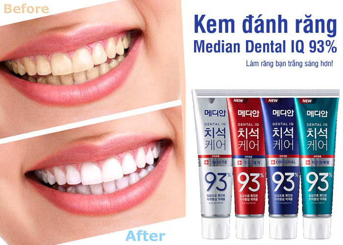 [ TRẮNG RĂNG, CHỐNG HÔI MIỆNG, BẢO VỆ CHÂN RĂNG ] Combo 02 Tuýp (120gr) Kem Đánh Răng Tẩy Vôi Răng Chuyên Nghiệp MEDIAN 93% Dental IQ Hàn Quốc (Date: 36 tháng) - Giao hàng ngẫu nhiên.BÁCH HÓA UY TÍN