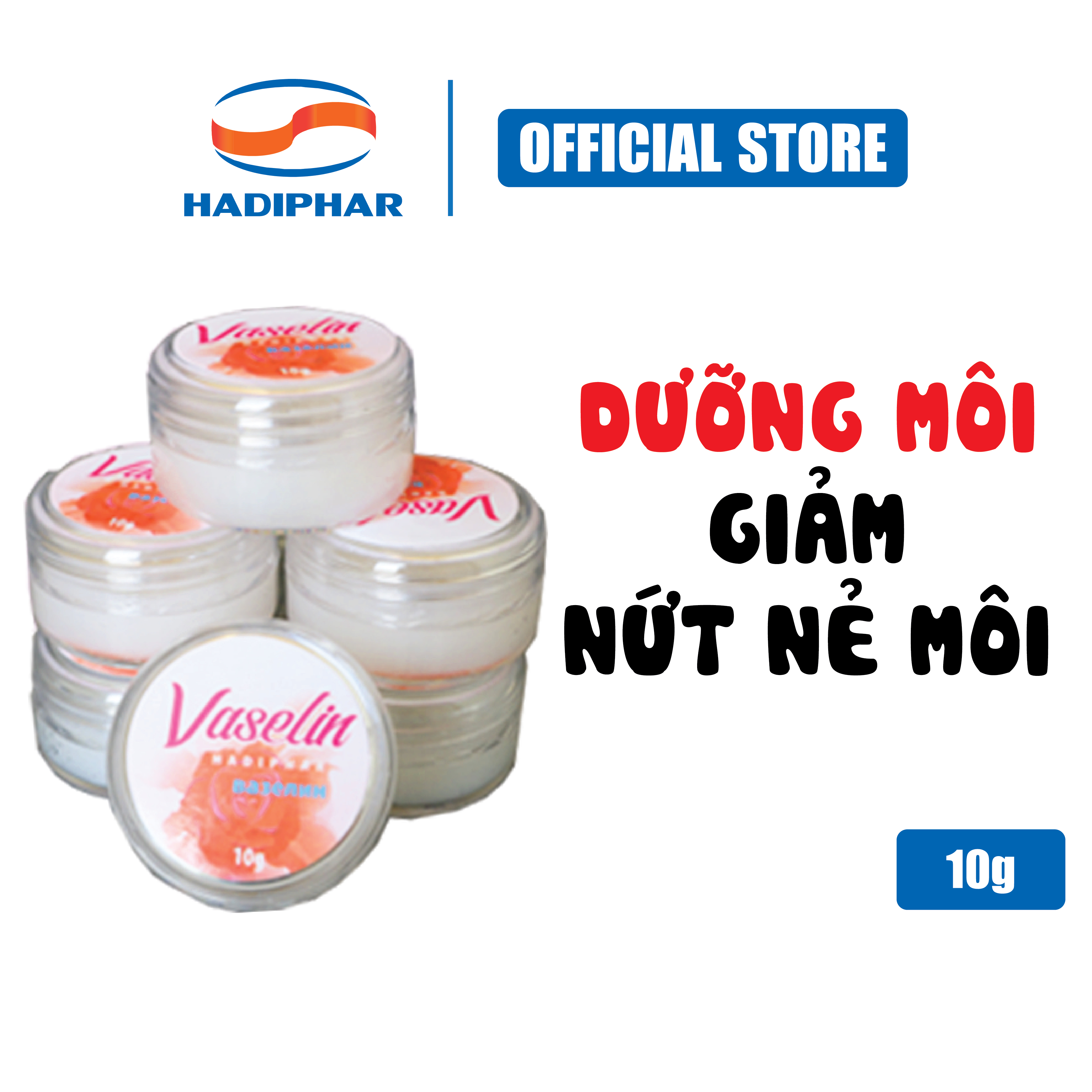 Kem dưỡng môi chống nẻ Vaseline Hadiphar - Dưỡng môi, giảm nứt nẻ môi