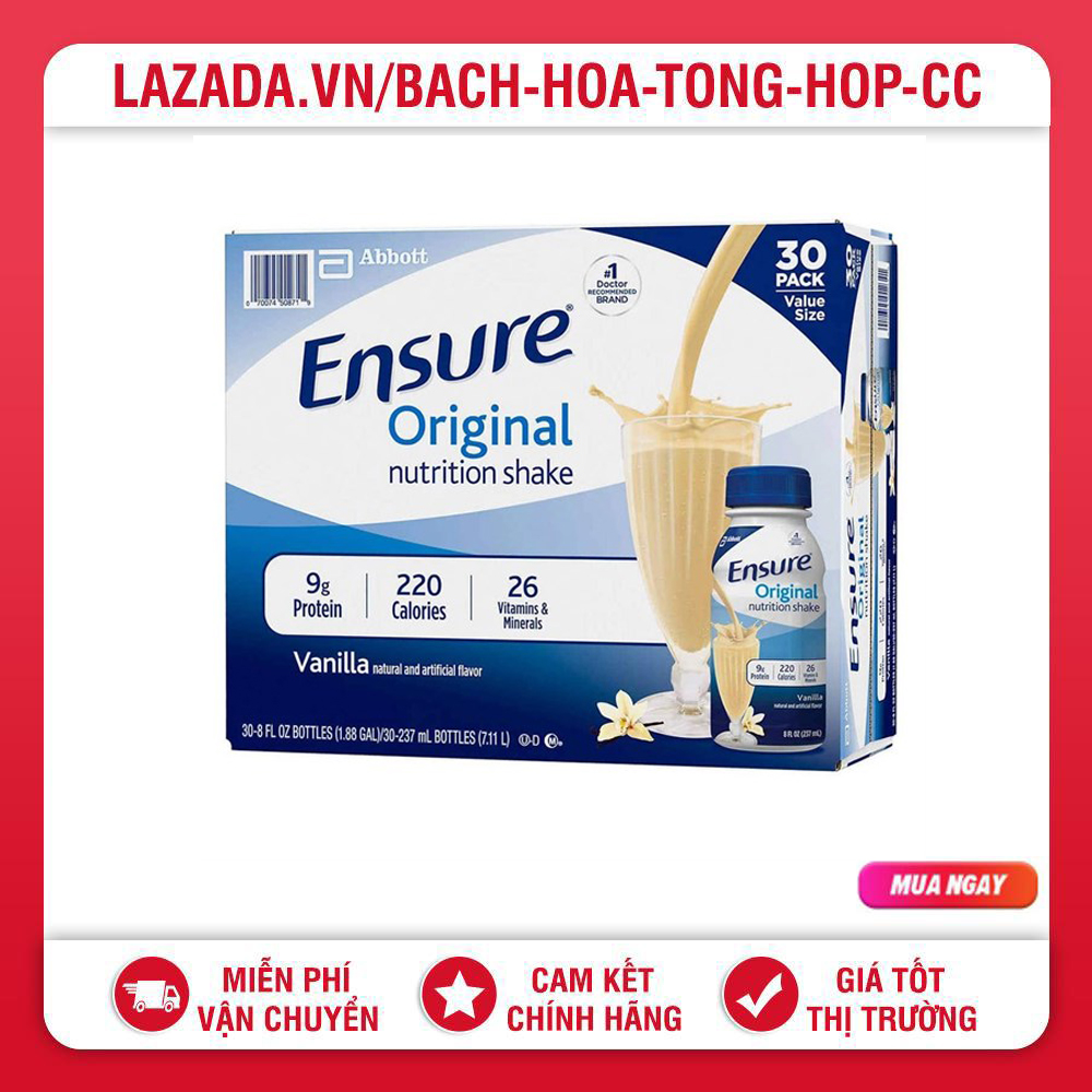 DATE 4.2025 - Thùng 30 chai sữa nước Ensure Vani 237ml