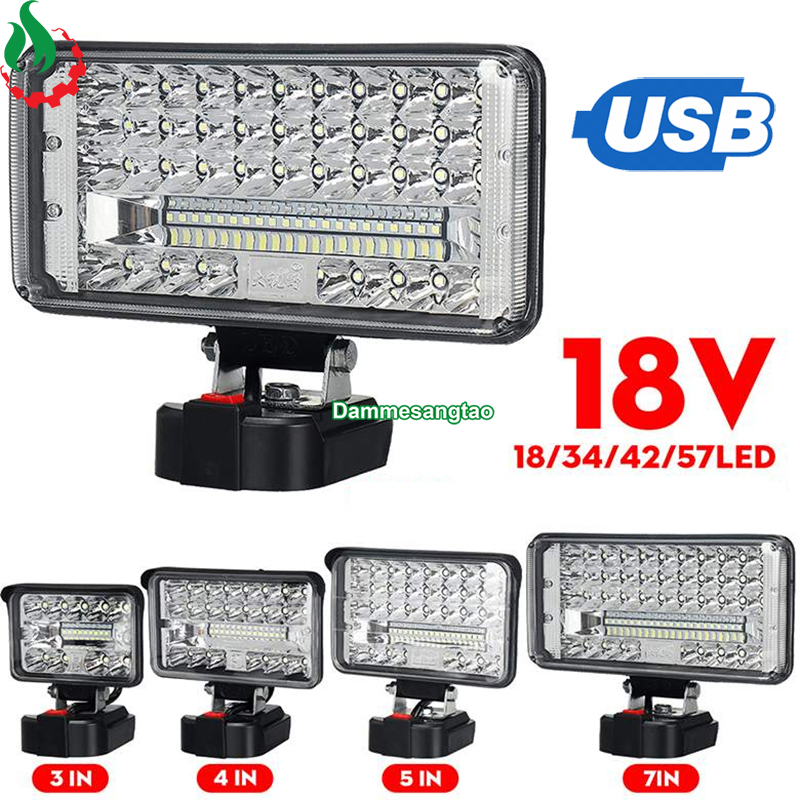 Đèn led siêu sáng chân pin makita có USB