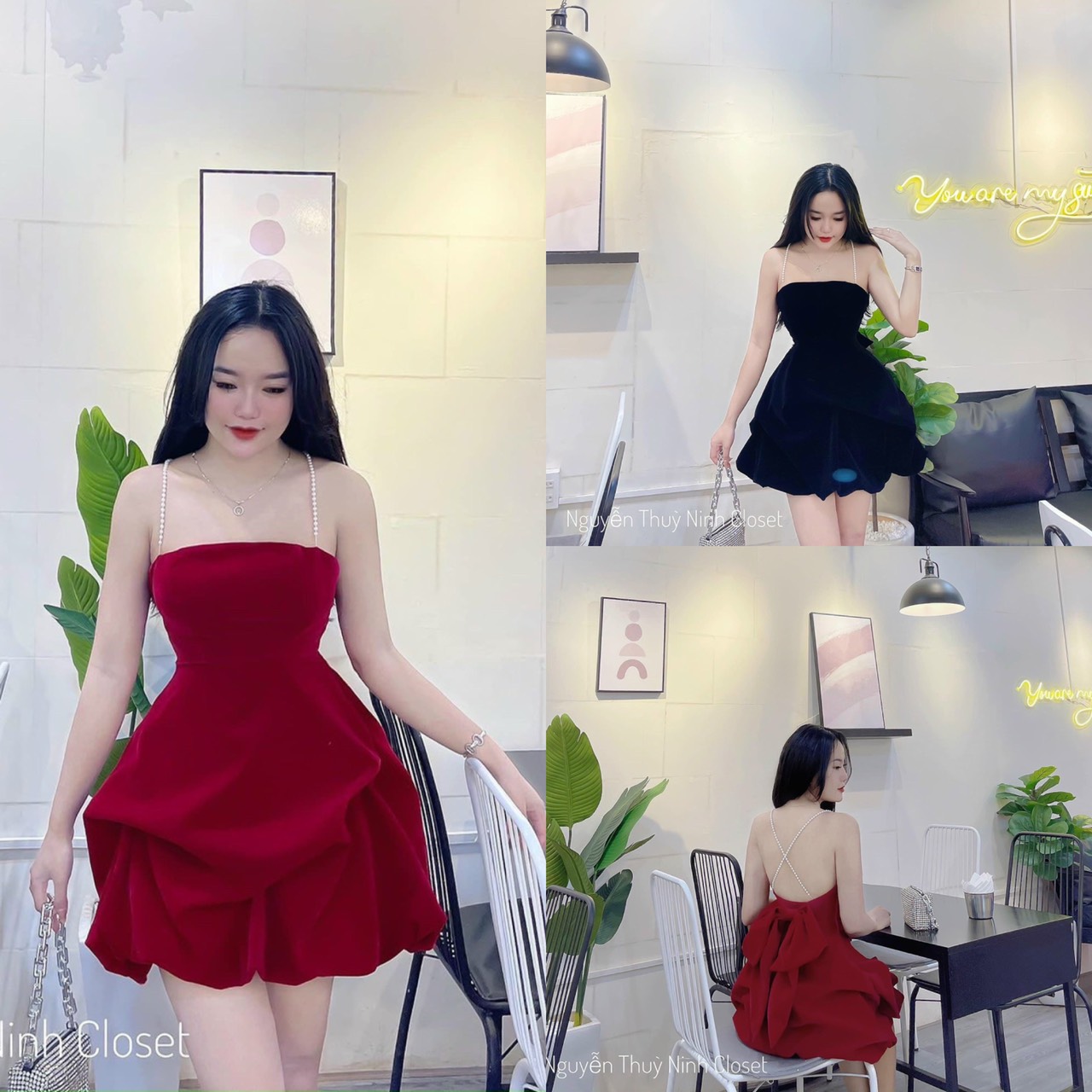 Đầm váy xòe dây chéo cực xinh cho các bạn đi paty, dự tiệc