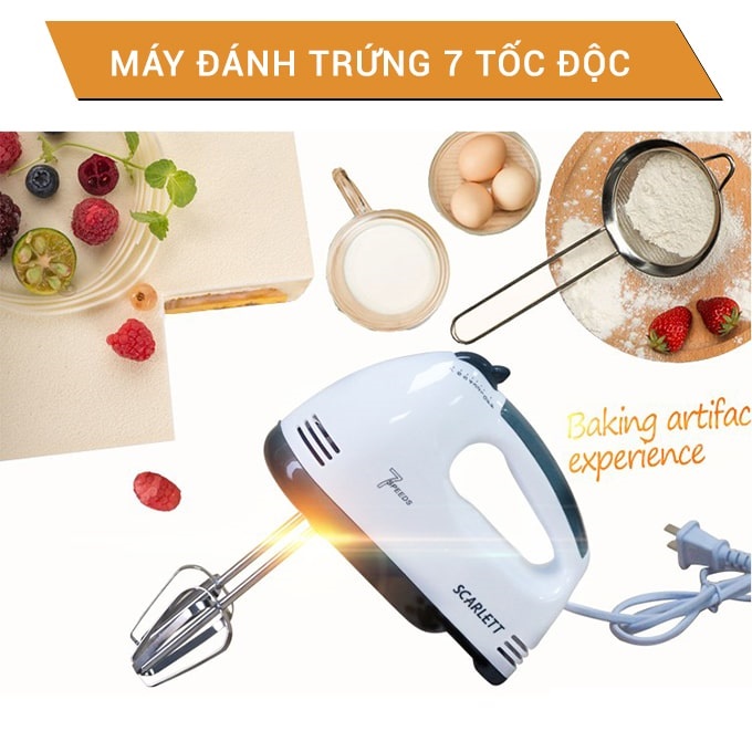 Máy Đánh Trứng Chính Hãng Máy đánh trứng kem bơ cầm tay, máy làm bánh 7 tốc độ tặng 4 que làm bánh, đánh trứng ,đánh kem, đánh bơ, nhào bột bánh, làm bánh, trộn salad...