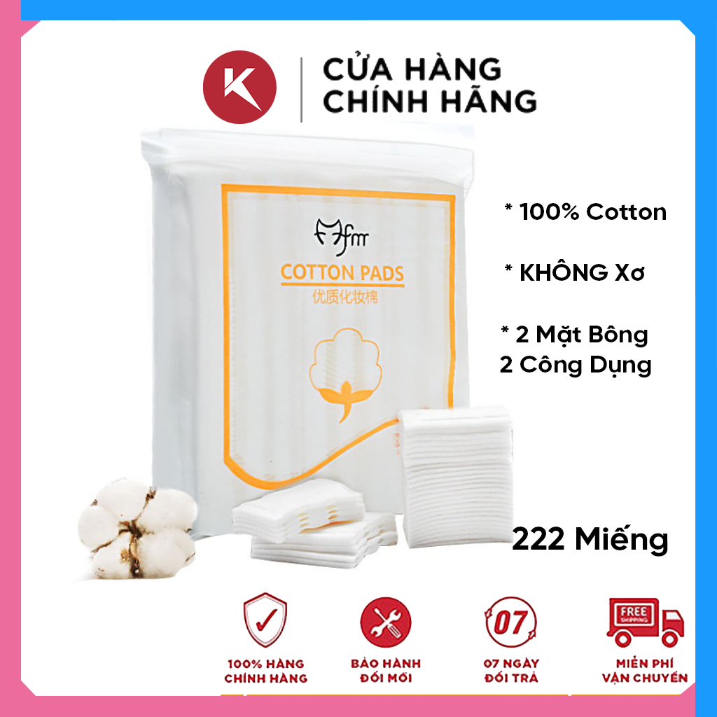 Bông tẩy trang 3 lớp cotton Pads 222 miếng hàng nội địa Trung, 100% bông tự nhiên, có túi PP rút siêu tiện lợi và giữ vệ sinh