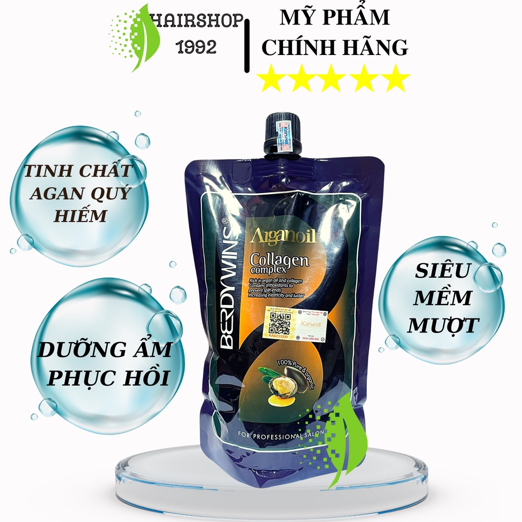 Kem Ủ Tóc Hấp Tóc Colagen Berdywins Phục Hồi Tóc Khô Xơ Hư Tổn | Ủ Tóc Siêu Mượt 500ml Chính Hãng