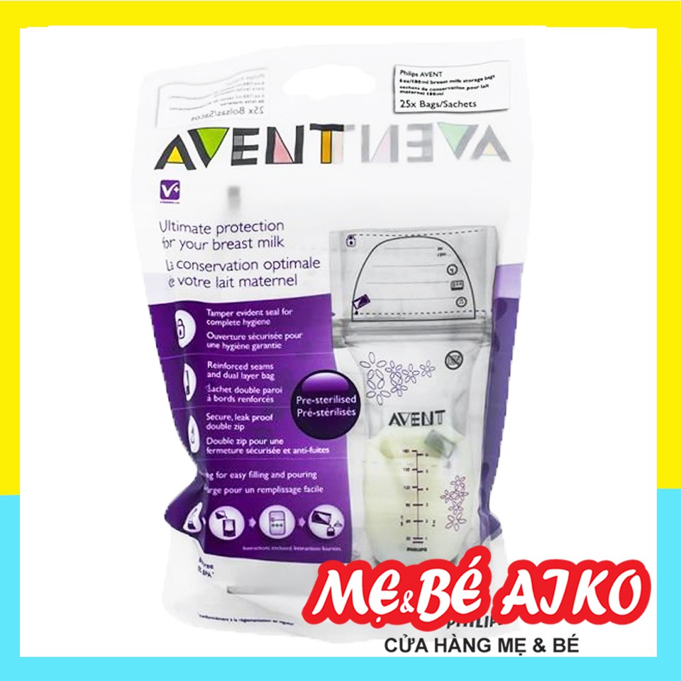 Túi trữ sữa philips avent 180ml 25 cái/bịch