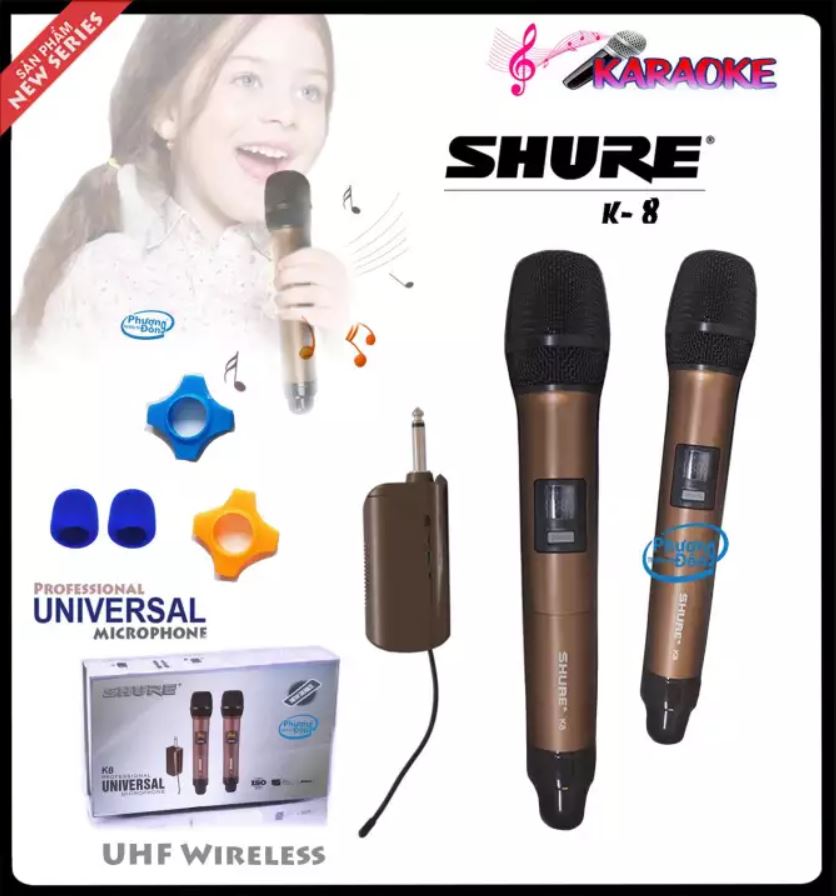 Micro shure không dây, micro không dây loa kéo, micro karaoke không dây shure-k8 cao câp chuyên dùng cho loa kéo loa di động hàng chất lượng cao thu âm tốt giá rẻ.