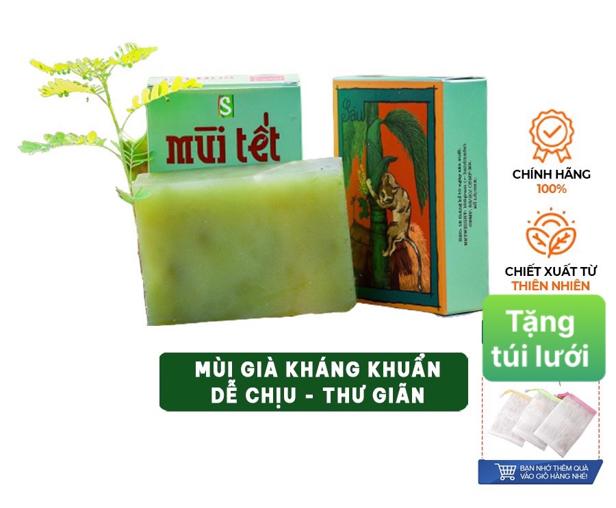 Xà bông sinh dược mùi tết hương mùi già phiên bản mèo tết 2023 + tặng kèm túi lưới tạo bọt 2 lớp