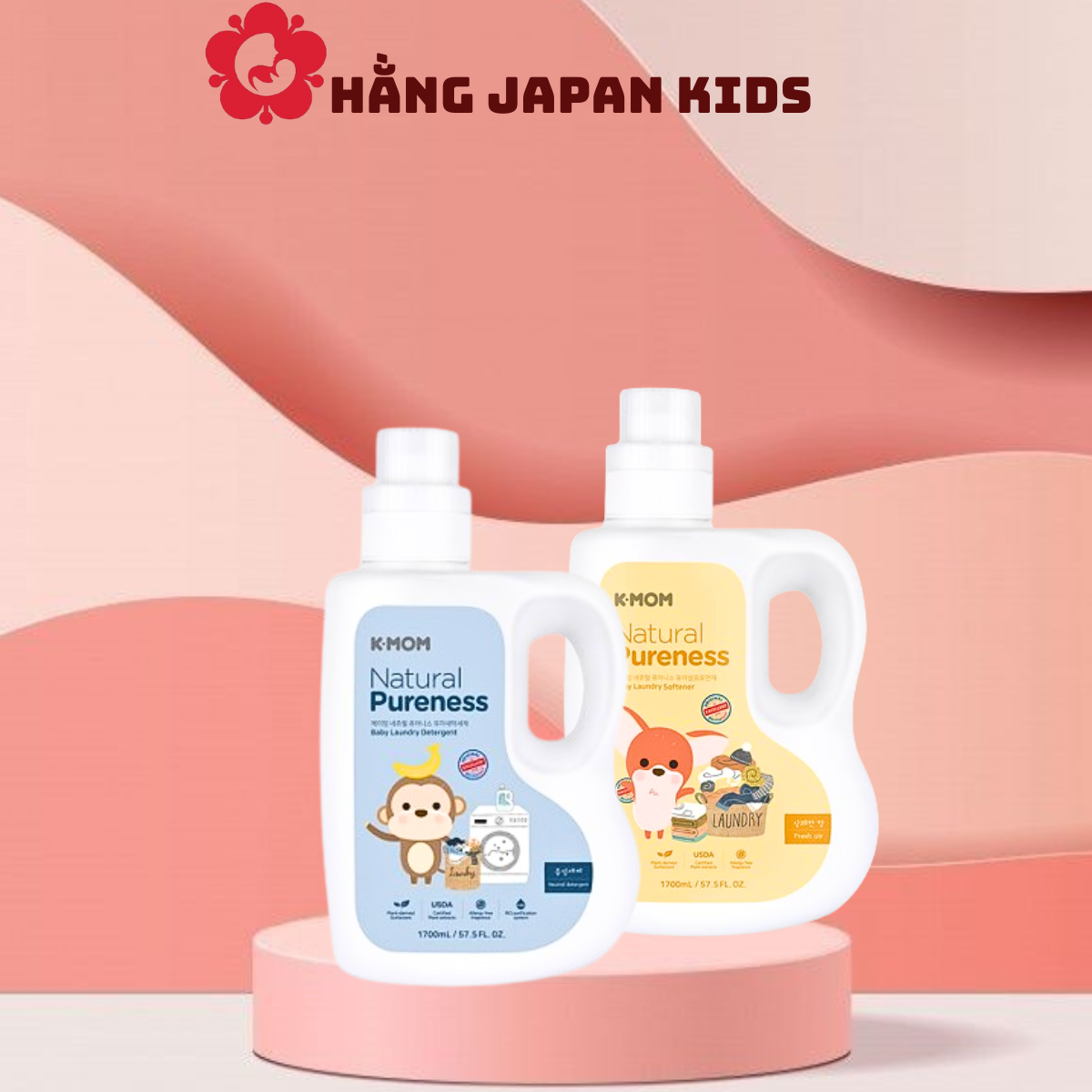 Nước xả vải sơ sinh hữu cơ kmom hàn quốc - chai 1700ml