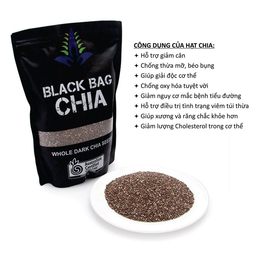 Hạt chia úc black bag chia túi 100g