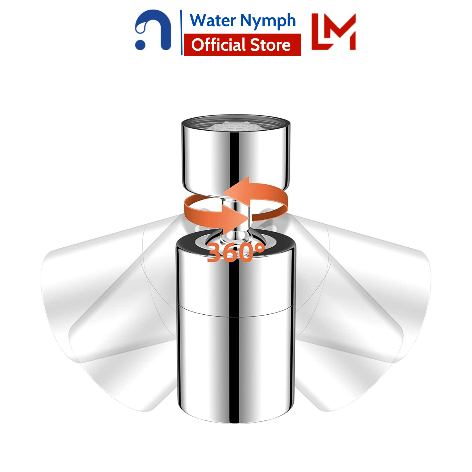 Đầu nối vòi nước rửa chén bát xoay 360 độ, tạo bọt, tăng áp, hai chế độ nước Waternymph, tặng kèm bộ ren 6 món