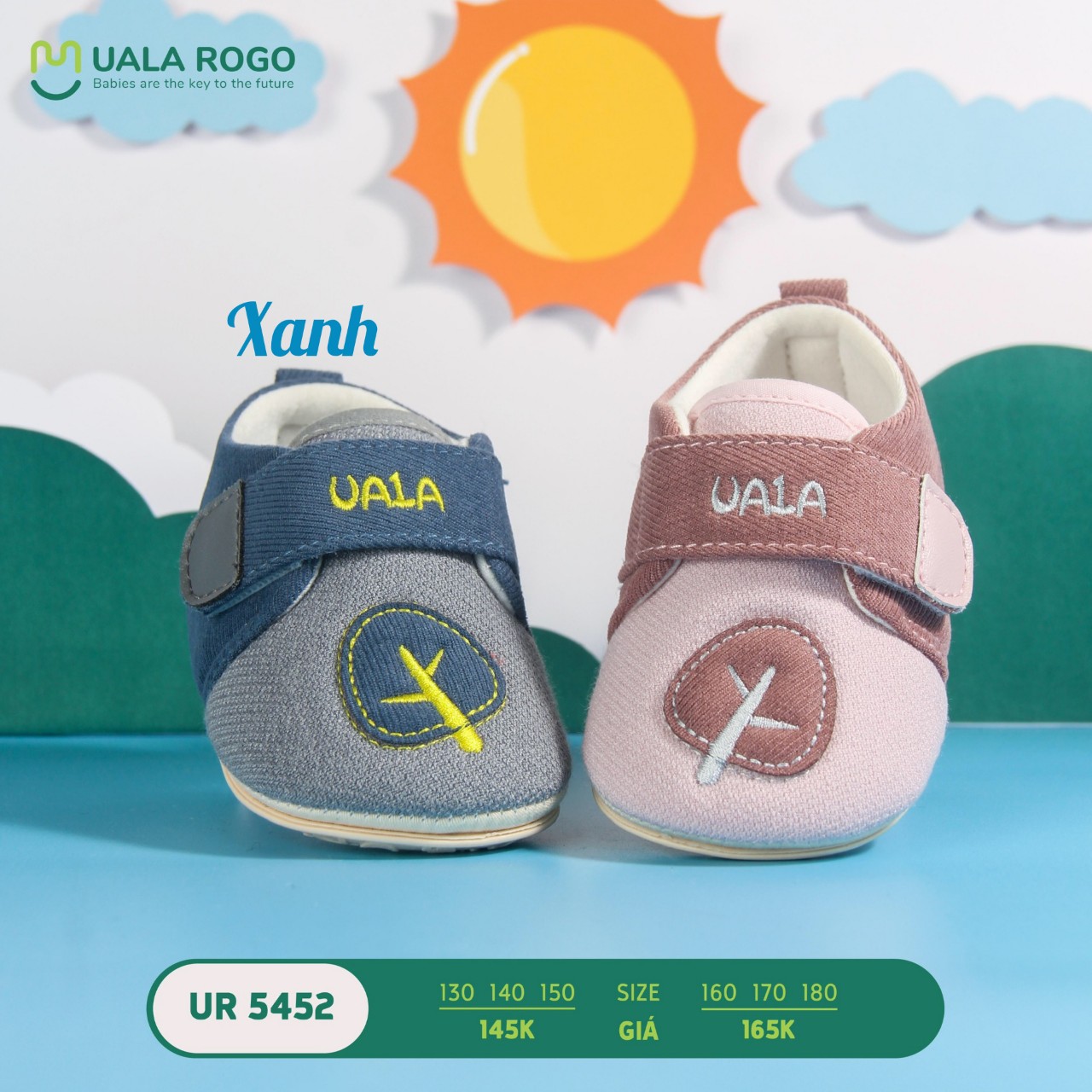 [UALA ROGO CHÍNH HÃNG] Giầy tập đi mềm mại, êm chân chống trượt cho bé tập đi hãng UALA ROGO 5452 họa tiết cây cực xinh