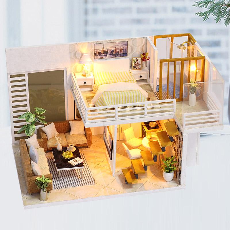Girl doll house Furniture toy diy Miniature room diy wooden dollhouse