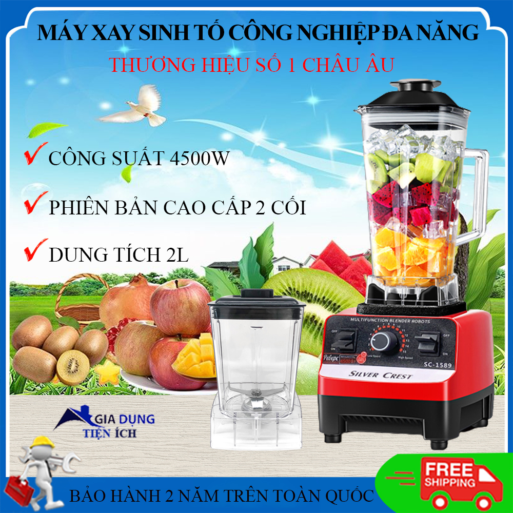 Máy xay sinh tố công nghiệp đa năng cao cấp công suất lớn phiên bản 2 cối thương hiệu số 1 Châu âu nghiền nát mọi thứ .Bảo hành 2 năm ,đổi trả 7 ngày