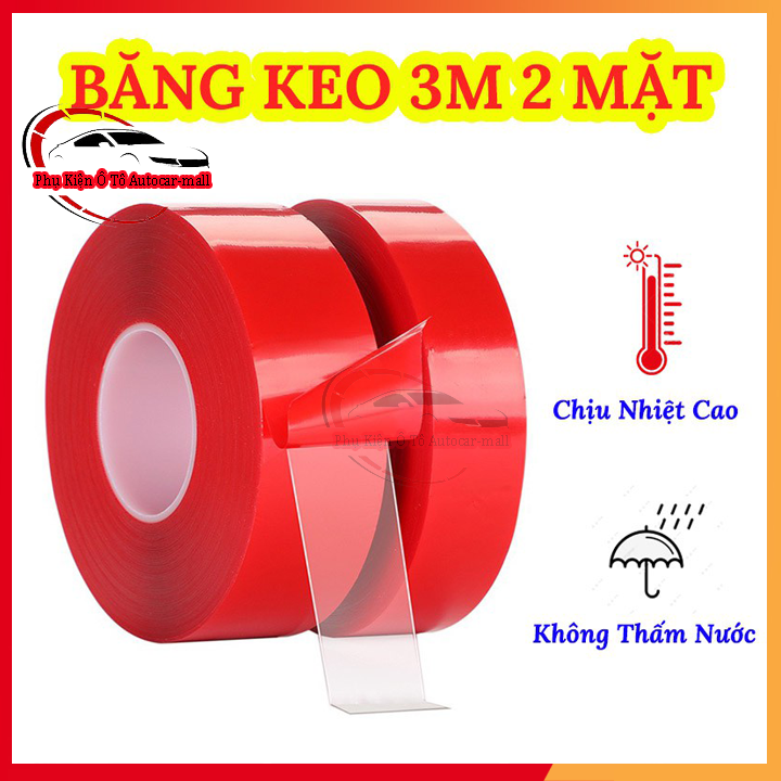 Băng keo hai mặt siêu dính, băng dính 2 mặt siêu dính 3m, keo 3m siêu dính hai mặt loại trong và đục dài 3 mét, 10 mét