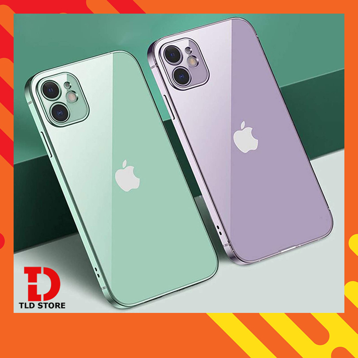 Ốp lưng dành cho iPhone 7 8 Plus X XR XS Max 11 Pro Max 12 Pro Max trong suốt viền vuông mạ màu giả iPhone 12