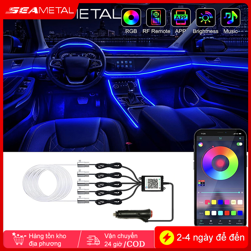 led viền nội thất ô tô SEAMETAL Đèn Xung Quanh Xe Hơi Đèn Dải LED Đèn Nội Thất Xe Hơi RGB Phụ Kiện Xe Hơi Điều Khiển Bằng Ứng Dụng