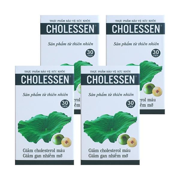 [CHÍNH HÃNG] Combo 4 Hộp Cholessen - Hạ Mỡ Máu, Giảm Gan Nhiễm Mỡ, Men Gan Cao