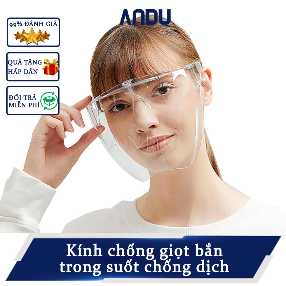 Kính chống giọt bắn, mắt kính chống dịch bảo hộ full face trong suốt - mặt nạ chống giọt dầu văng bắn chống bụi gió