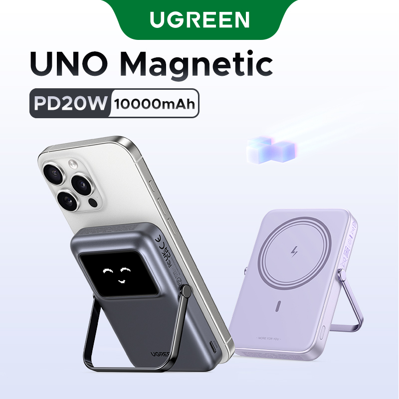  Sạc dự phòng Robot UGREEN Uno 10000mAh PD 20W Qi2 15W Powerbank USB Type C Mag netic sạc không dây Wireless Charging Power Bank for iPhone 16 15 Pro Max 16 15 Plus Samsung S24 Ultra S23 Pixel Huawei Honor Xiaomi Model: PB572 