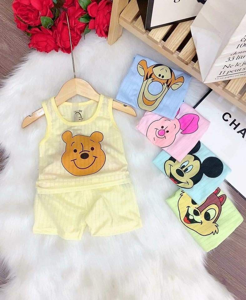 combo 4 bộ ba lỗ vải cotton giấy cho bé 4-12kg