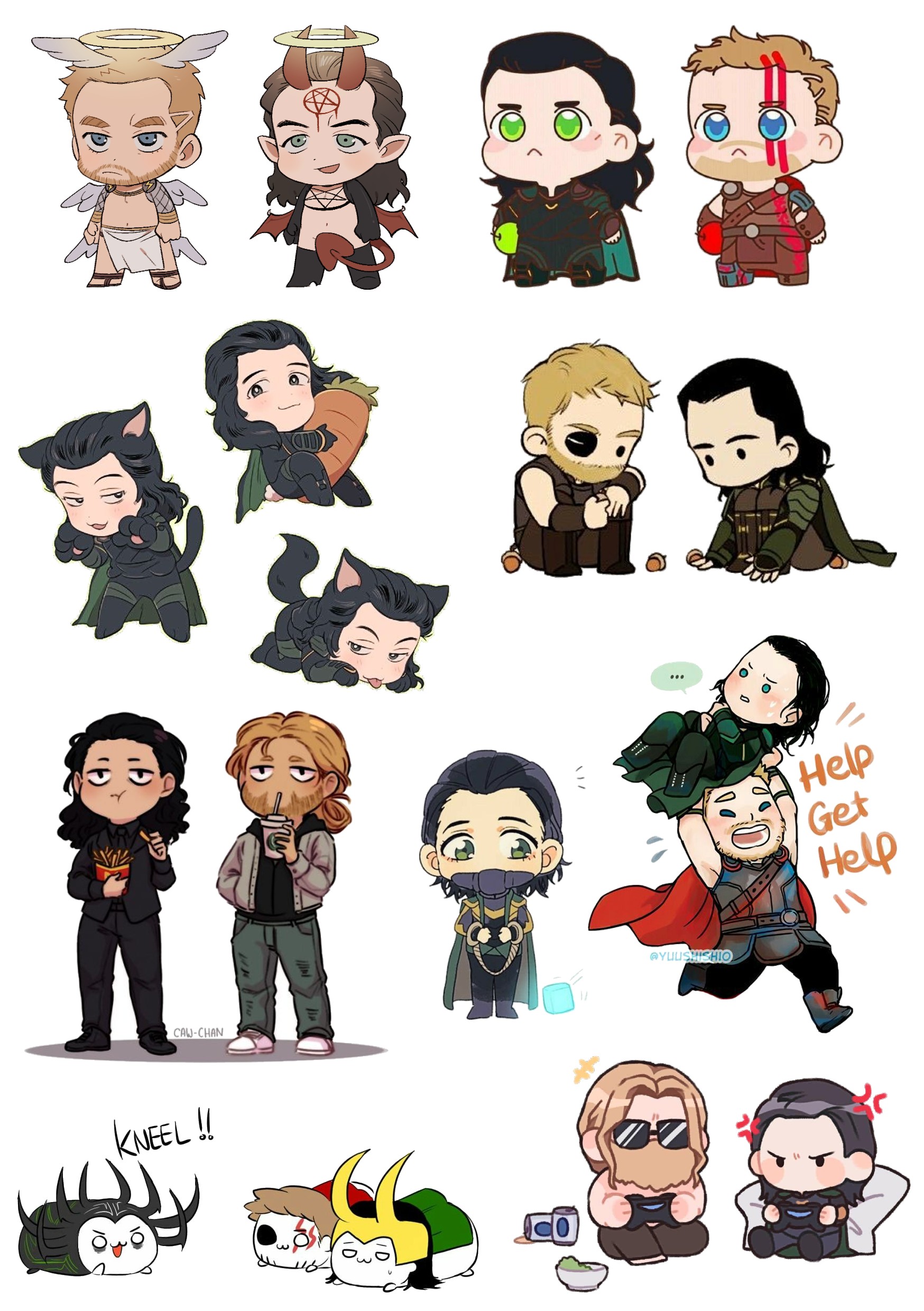 Nhãn dán Sticker Cute Marvel Thor and Loki - Thor Love and Thunder Trang Trí