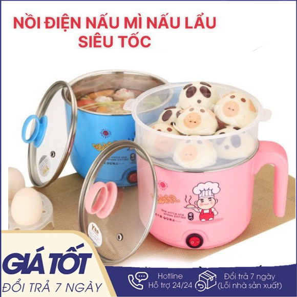 Ca nấu mì kiêm nồi lẩu mini có tặng kèm xửng hấp - ca nấu mì với thiết kế sang trọng chuẩn hàng xuất nhật không gỉ cao cấp