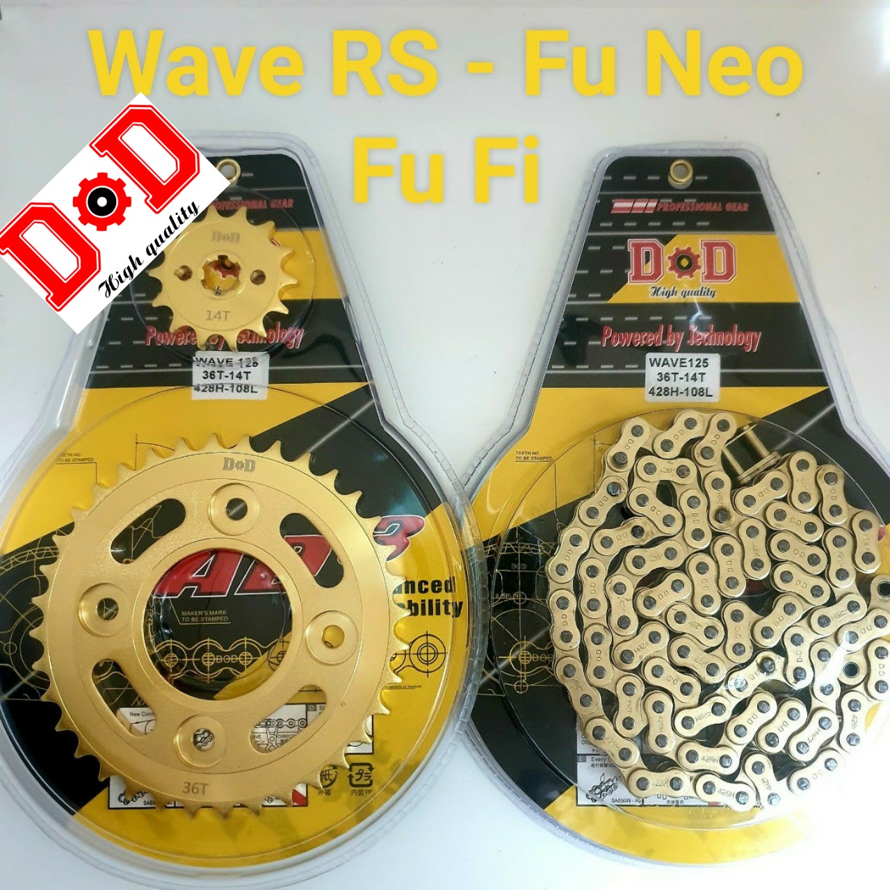 Nhông sên đĩa wave rsx wave alpha 110 fi future fi future neo blade honda d.d vàng chất lượng cao