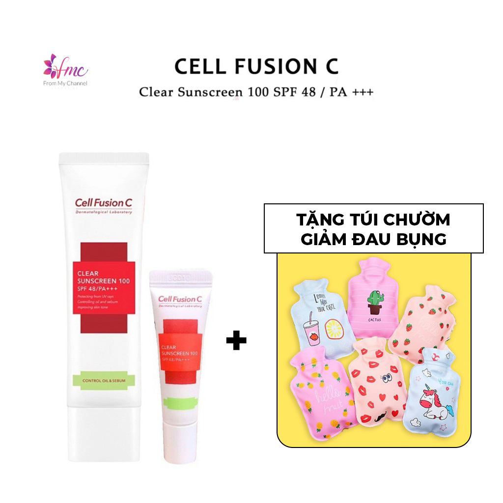 [MUA 1 TẶNG 1] Kem Chống Nắng Dành Cho Da Dầu nhạy cảm Cell Fusion C - Clear Sunscreen 100 SPF 48/ PA+++ + Tặng 1 túi chườm giảm đau bụng
