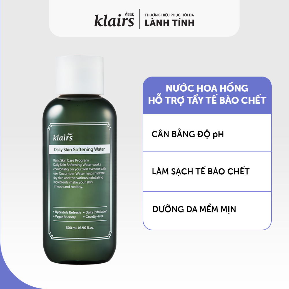 Nước hoa hồng Dear, Klairs Daily Skin Softening Water 500 ml