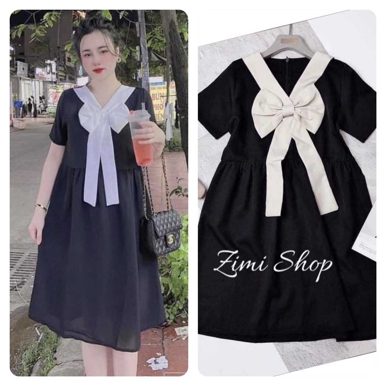 Váy bầu Bigsize phối nơ