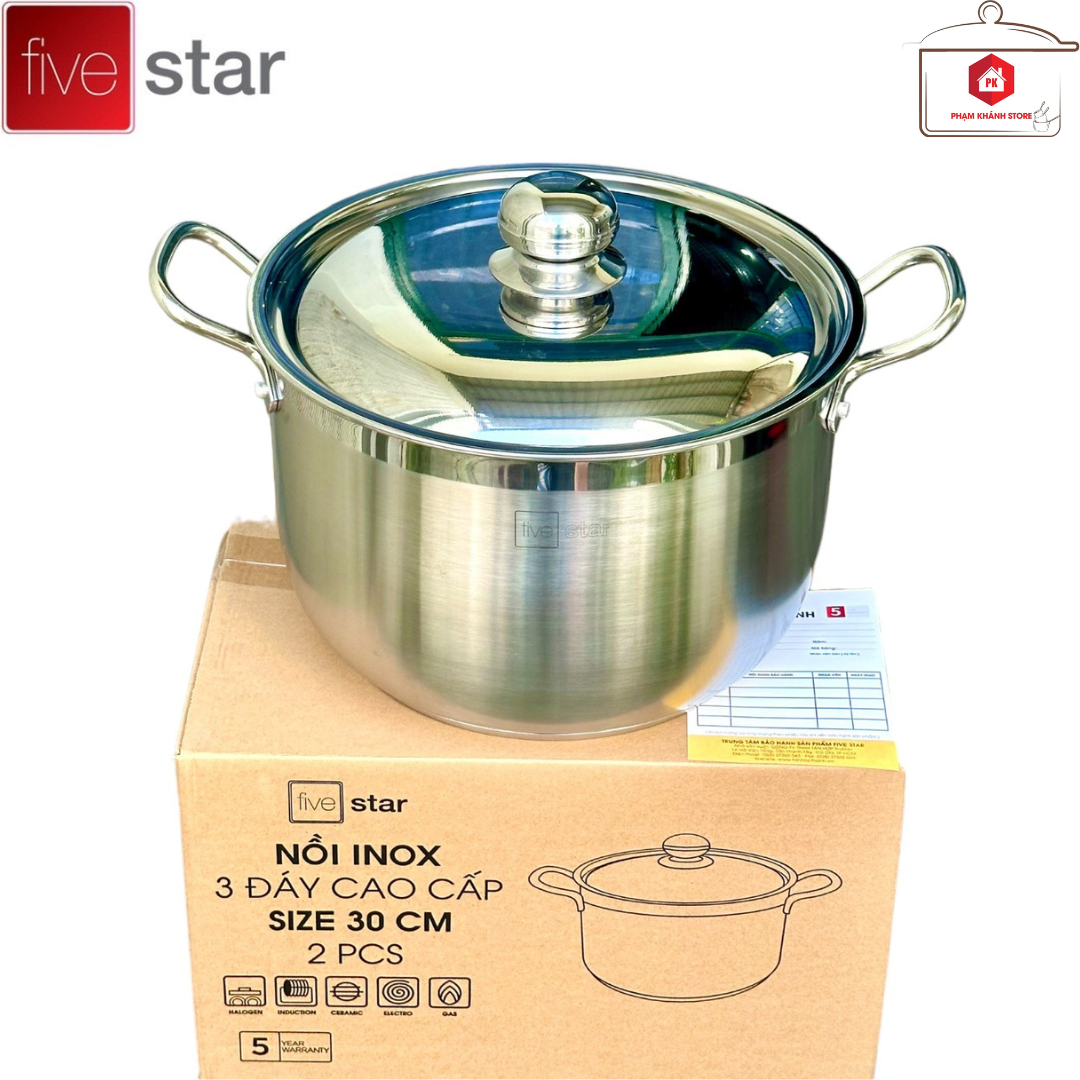 Nồi Inox 3 Đáy Fivestar 30cm Sử Dụng Được Trên Mọi Loại Bếp