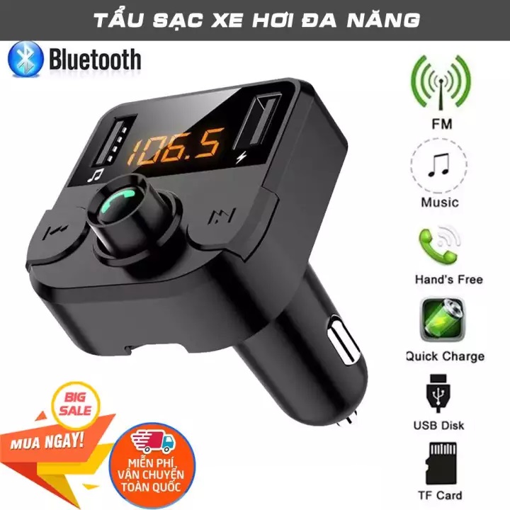 Tẩu sạc ô tô đa năng - tẩu sạc thông minh Kết Nối Bluetooth, Định Vị Gps, Nghe Nhạc, Fm, Sạc Pin, Nghe Điện Thoại