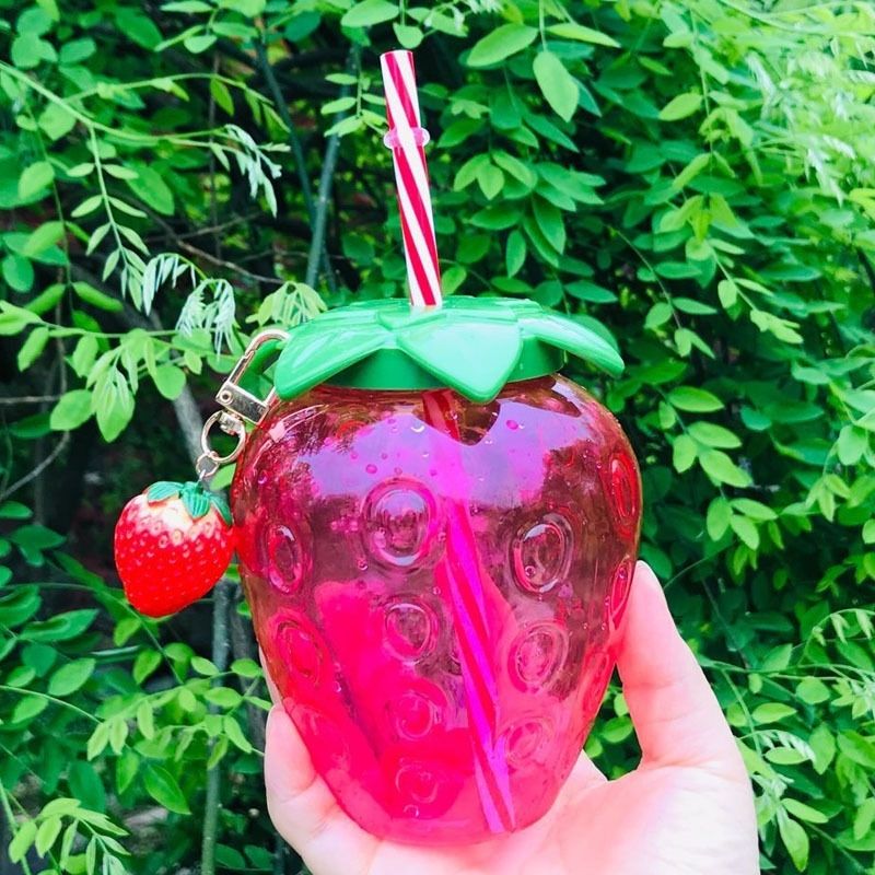 Bình đựng nước detox cute 500ml Hình Quả dâu tây chịu nhiệt tốt SWEET HOME