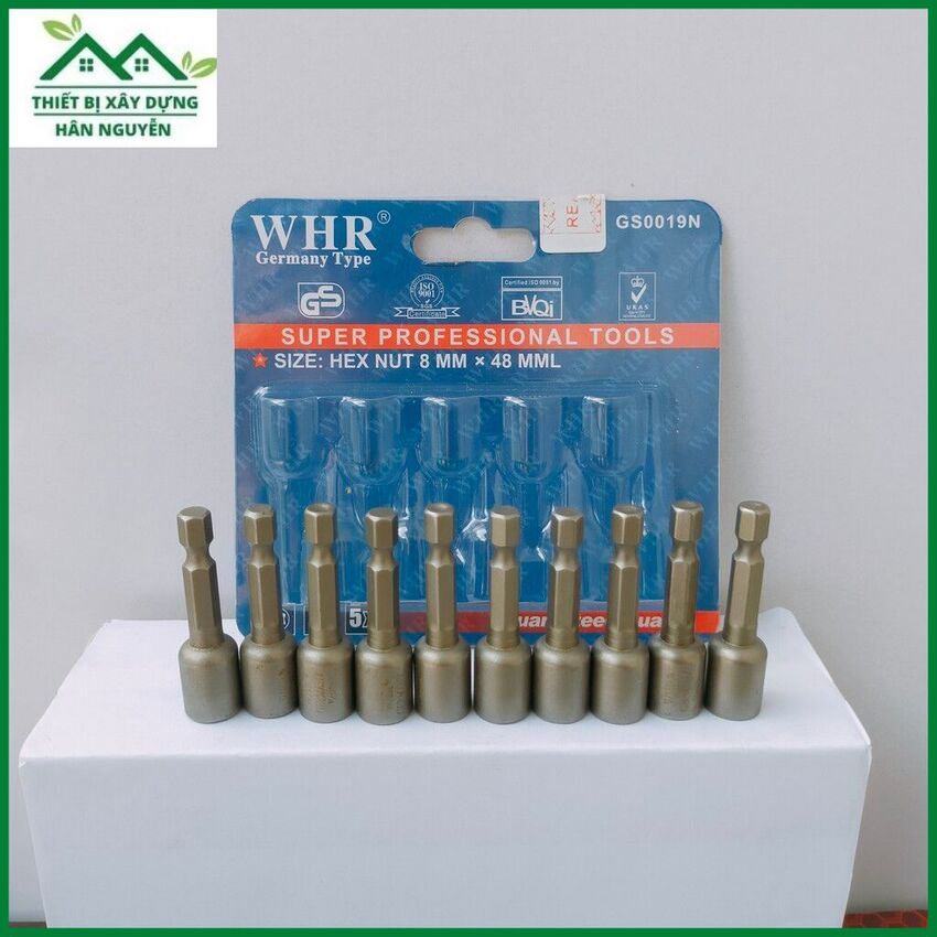 Đầu bắn tôn 8mm lục giác WHR,mũ chụp mũi vít bắn tôn có nam châm
