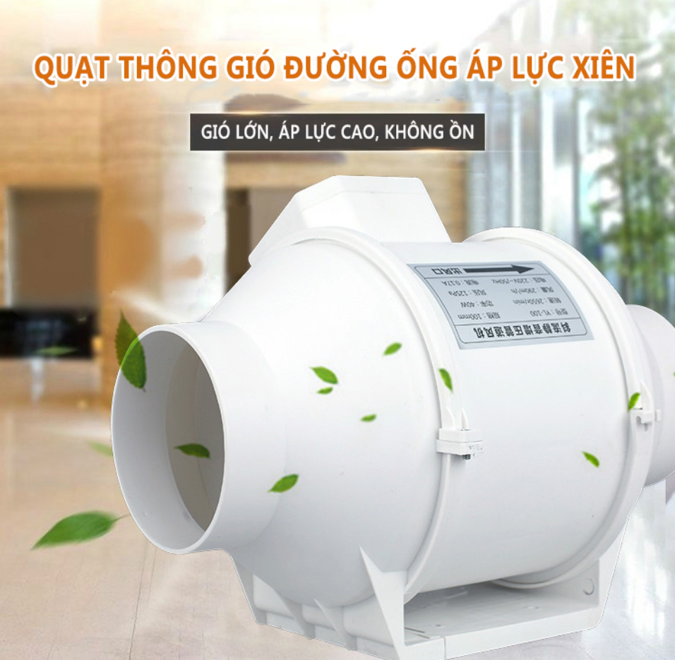 Quạt thông gió đường ống tròn áp lực xiên động lực mạnh hút mùi thông gió nhà bếp nhà vệ sinh SAVI ZY-100