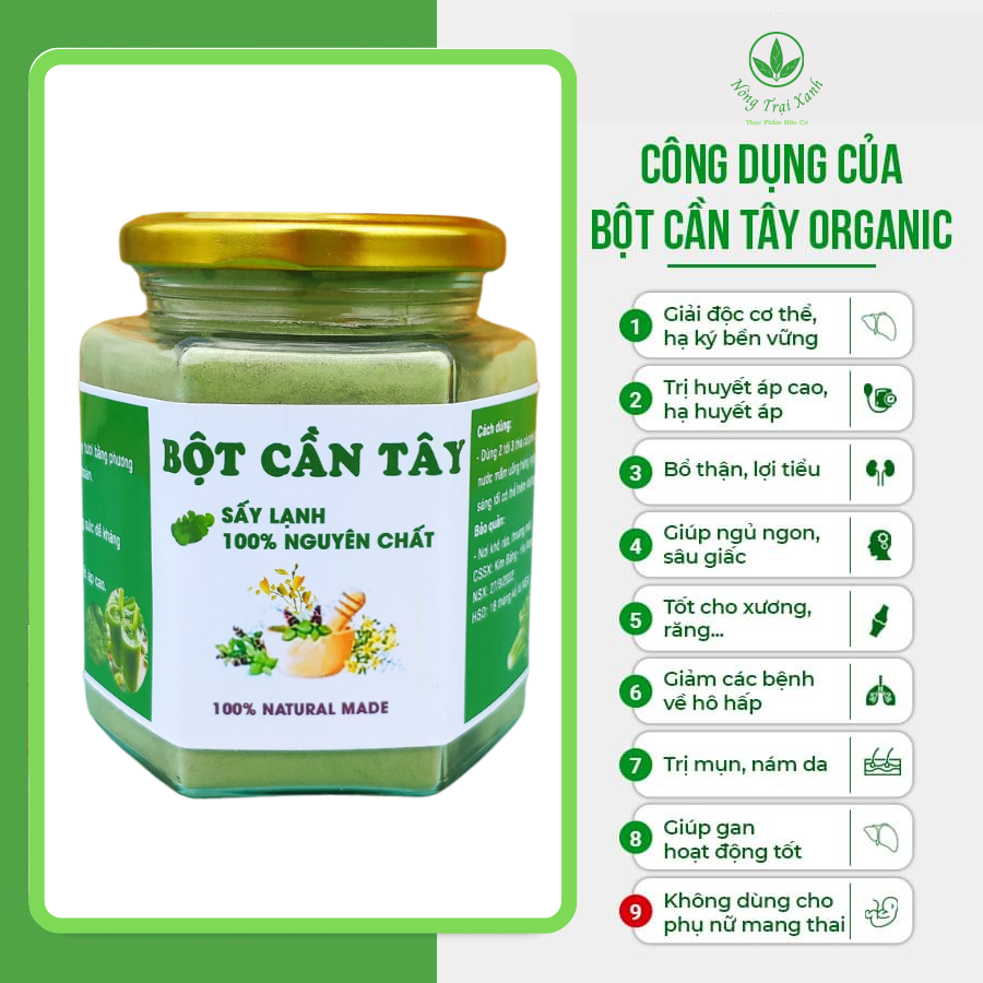 BỘT CẦN TÂY SẤY LẠNH, Bột Cần Tây Giảm Cân Nguyên Chất - Thanh lọc cơ thể, rau củ sạch 300gr