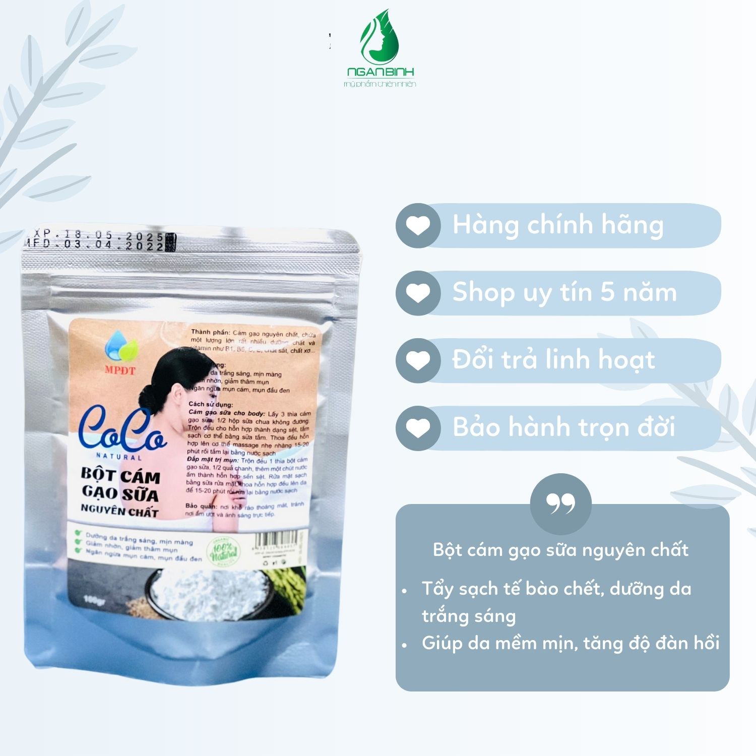 Tinh cám gạo sữa dưỡng da trắng sáng, tẩy da chết