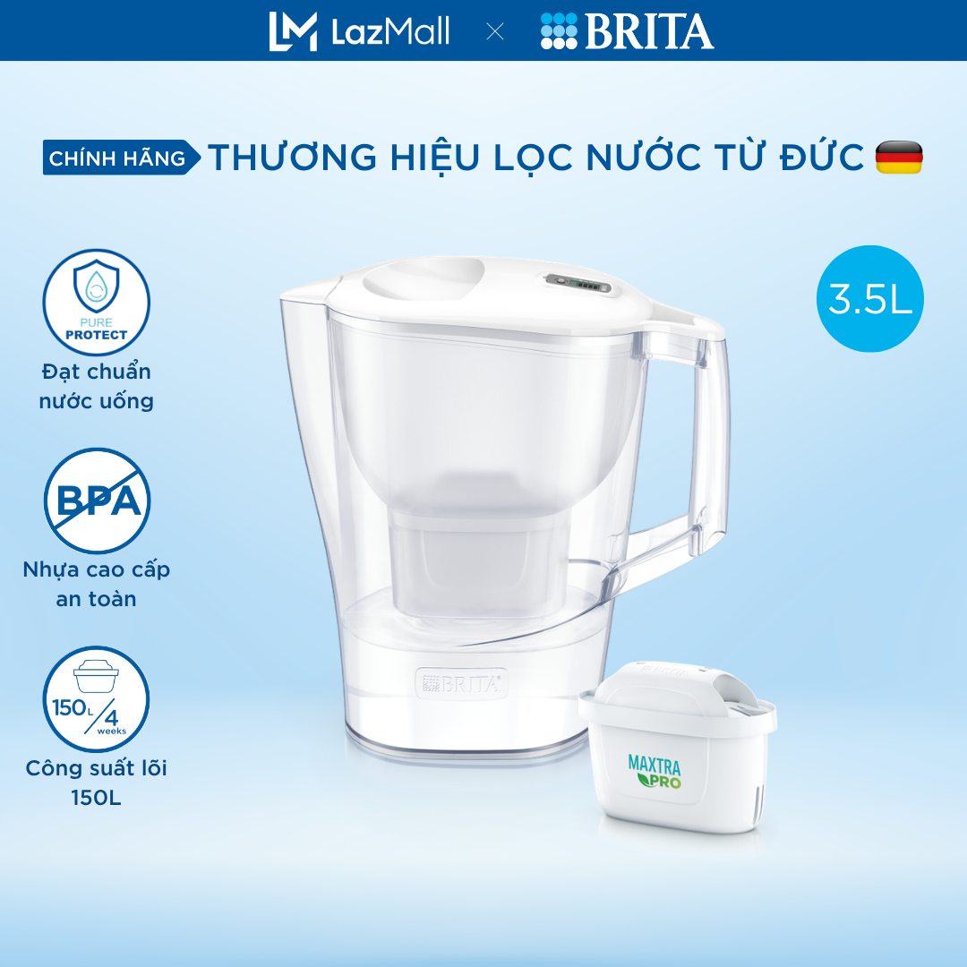 Bình lọc nước brita aluna xl white 3.5l -thương hiệu đến từ đức