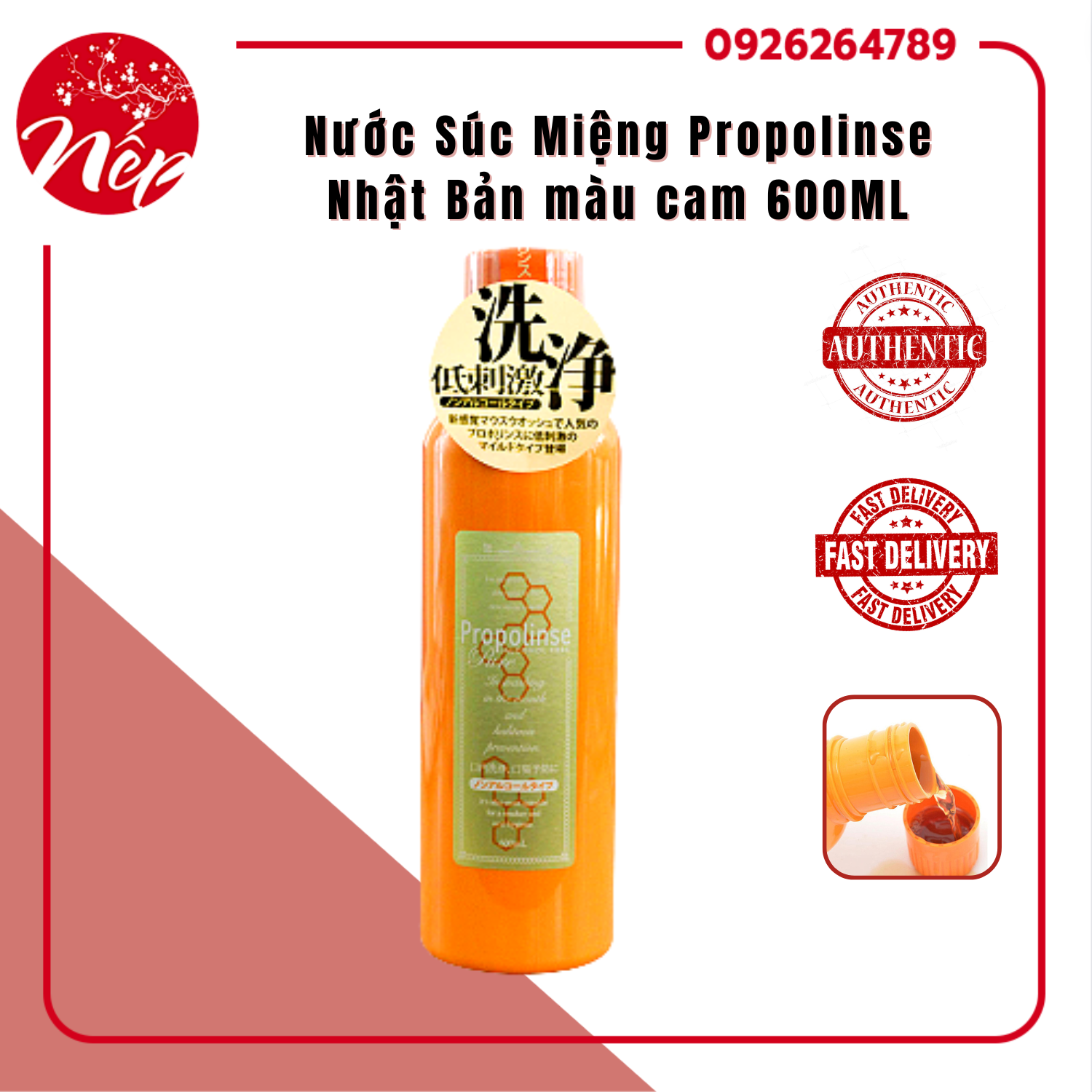 Nước Súc Miệng Propolinse Nhật Bản màu cam 600ML