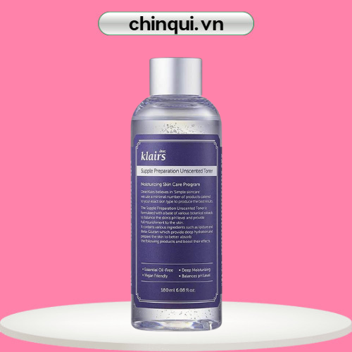 Nước hoa hồng không mùi Dear Klairs dưỡng ẩm da và làm mềm da Supple Preparation Unscented 180ml