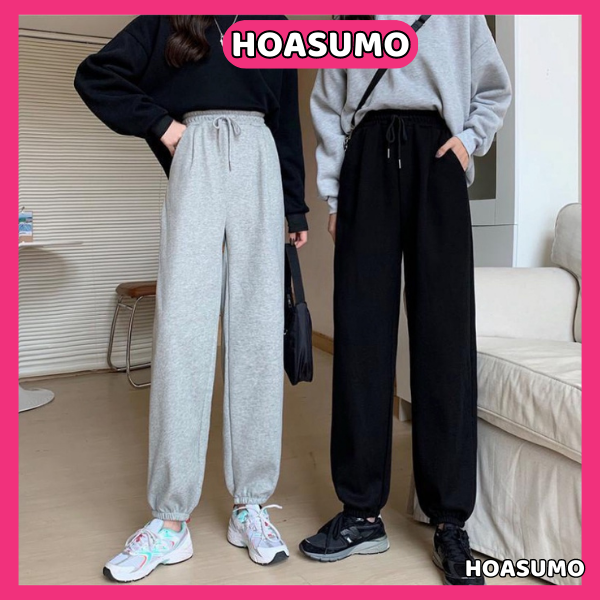 Quần nỉ jogger nữ trơn - quần nỉ da cá ống bom 2 màu siêu hot