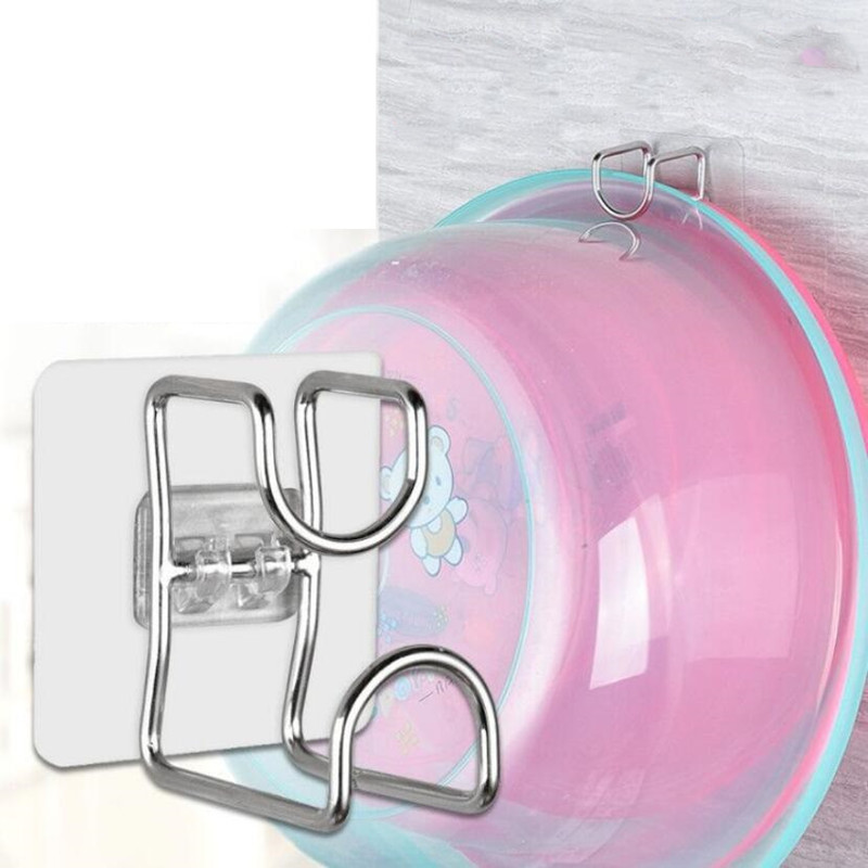 Combo 2 móc treo đồ treo thau dán tường inox dùng cho nhà bếp phòng tắm, chắc chắn, chống thấm nước và chống ẩm chịu lực 20kg