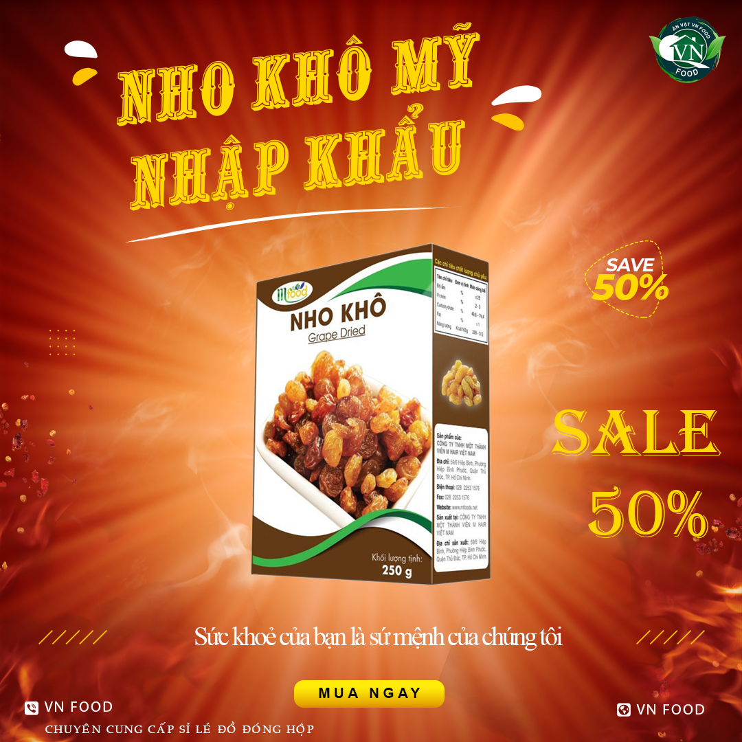 Nho khô rời nhập khẩu mỹ loại 1