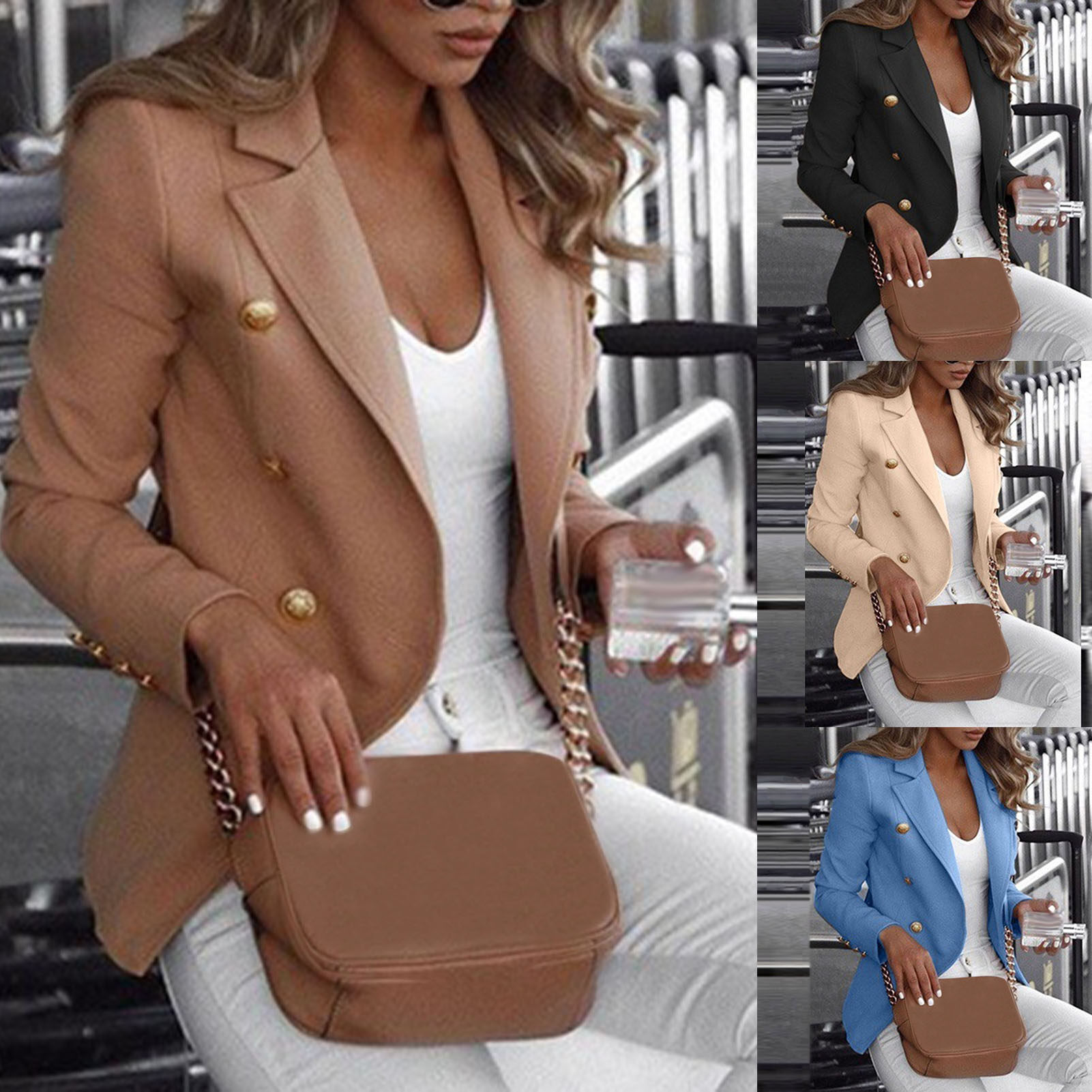 Áo Blazer Nữ Áo Blazer dài tay áo blazer cotton hai hàng cúc#L0621