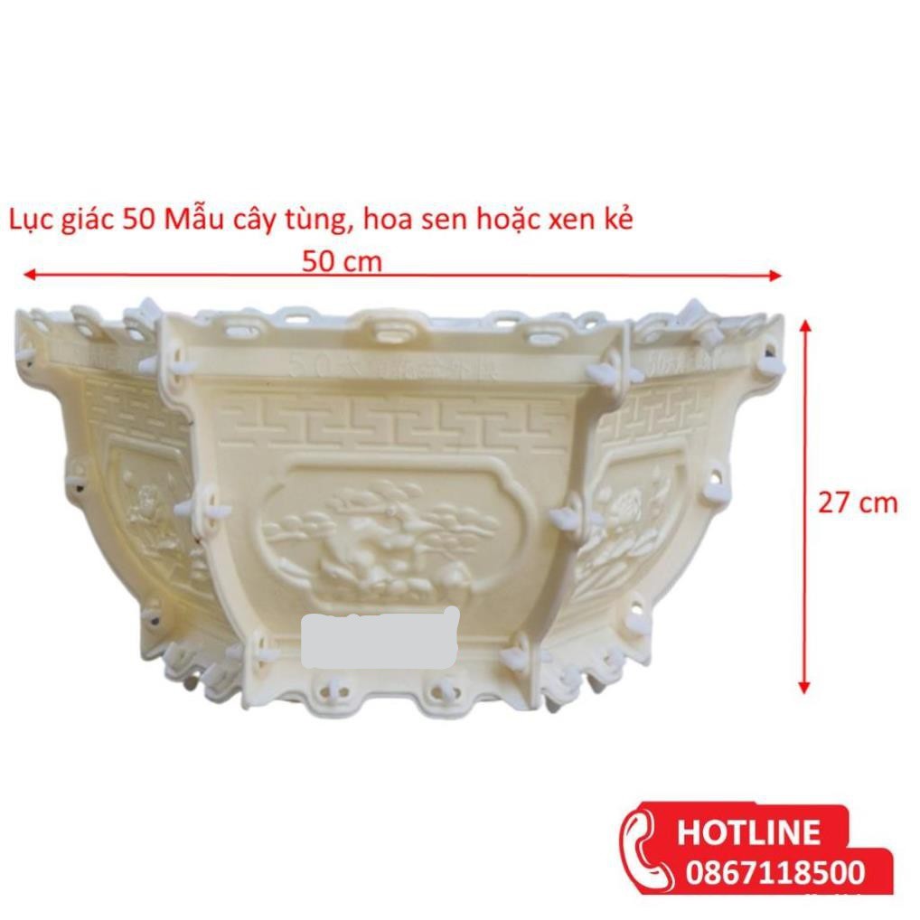 Khuôn đúc chậu cảnh abs lục giác 50 cao 27 cm mẫu cây tùng hoa sen