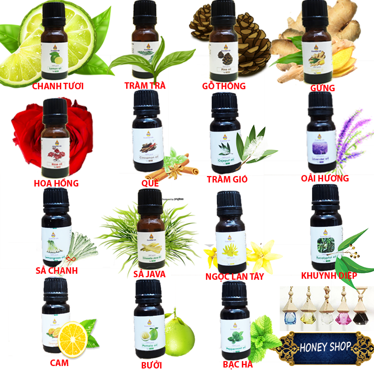 [HCM][10ml] Tinh dầu Sả Chanh - Quế - Bạc Hà - Cam - Bưởi - Khuynh Diệp - Tràm Gió 100% Nguyên Chất thiên nhiên có chứng nhận