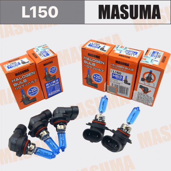 Bóng đèn halogen hb3/12v/65w ) trắng xanh l150 sản phẩm chính hãng thương hiệu masuma bảo hành 12 tháng ~ 30.000km.