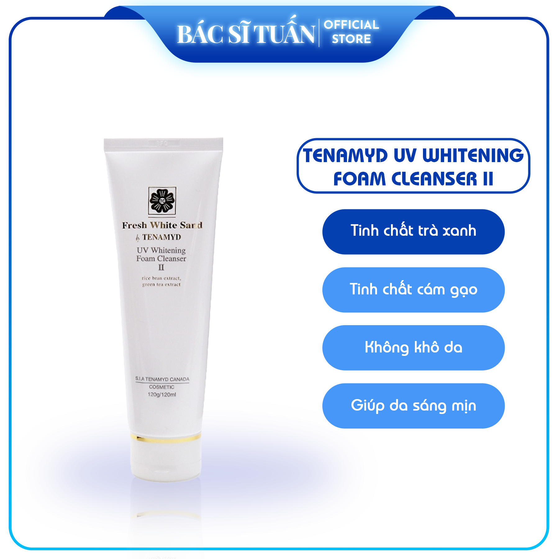 Sữa rửa mặt trắng da – tenamyd fresh white sand whitening foam cleanser 120ml