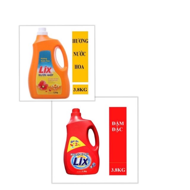 Nước giặt lix 3.8kg ,2 màu đỏ &cam